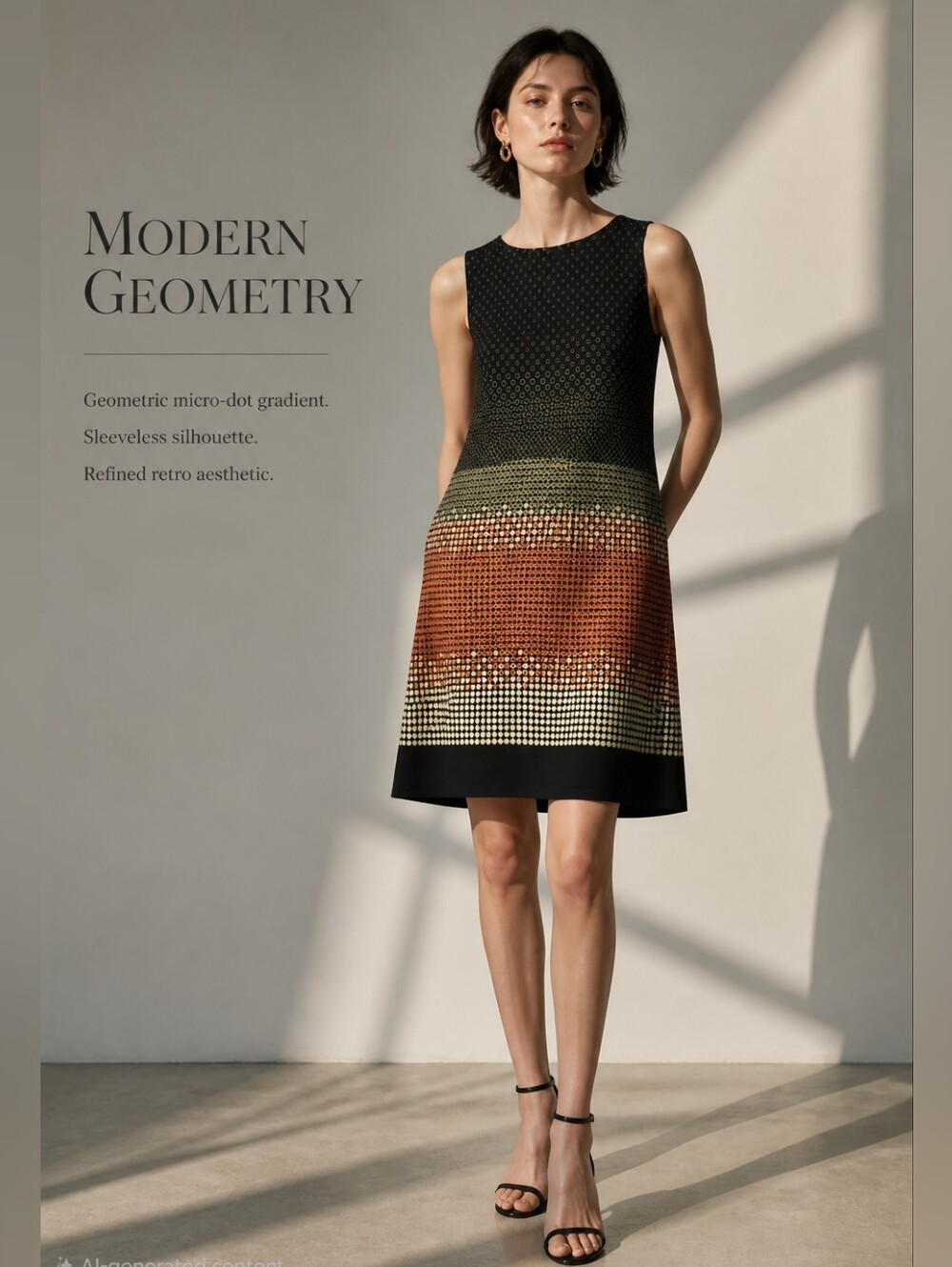 Harvey Benard Elegant Black and Red Patterned Dress